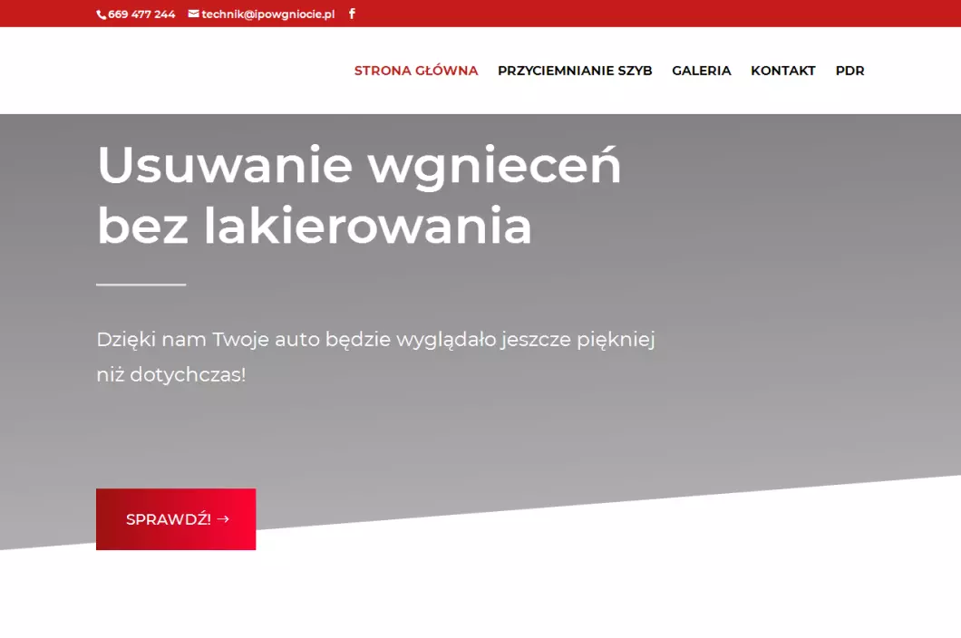 Usuwanie wgnieceń - ipowgniocie.pl - zrzut ekranu
