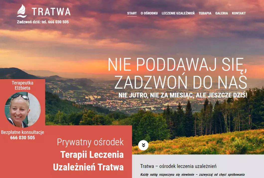 Prywatny Ośrodek Terapii Leczenia Uzależnień Tratwa - zrzut ekranu