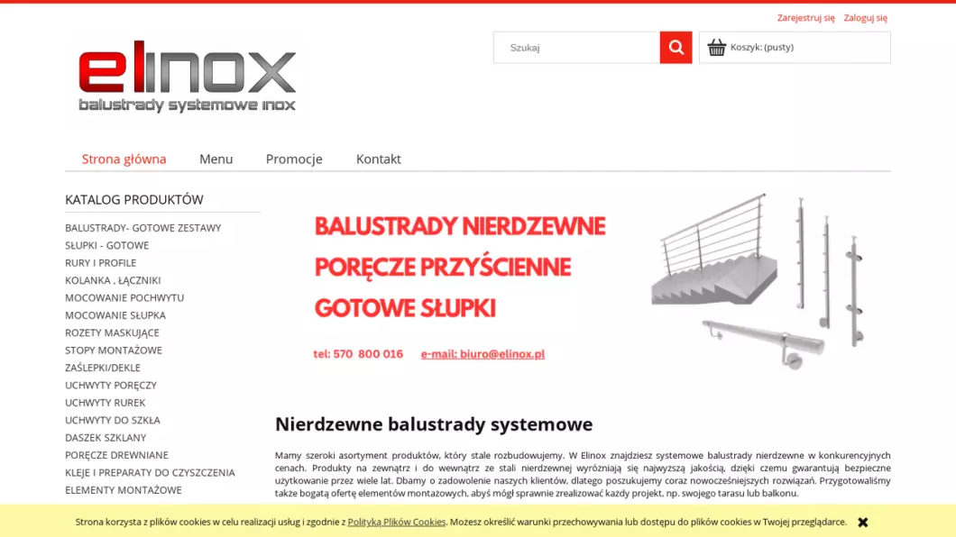 Balustrady nierdzewne - Elinox - zrzut ekranu