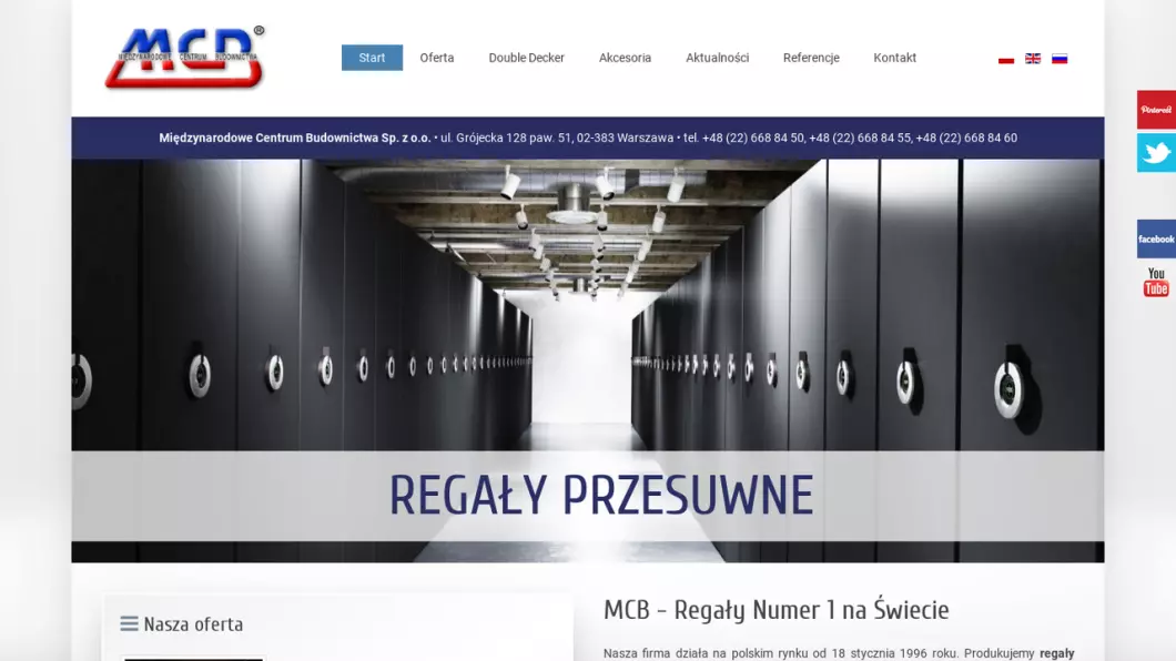 Producent regałów i mebli MCB - zrzut ekranu