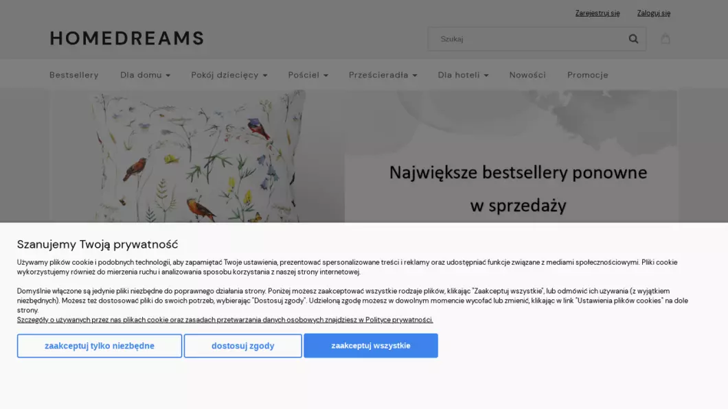 Tekstylia domowe | Sklep internetowy Homedreams - zrzut ekranu